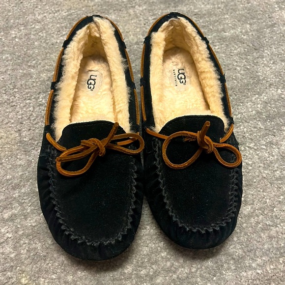 UGG Shoes - UGG Black Moccasins with Tan Laces